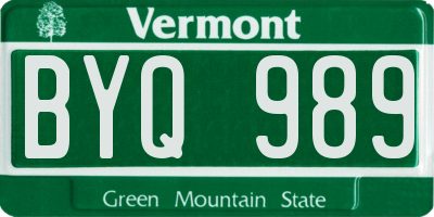 VT license plate BYQ989
