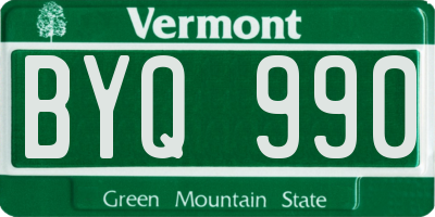 VT license plate BYQ990
