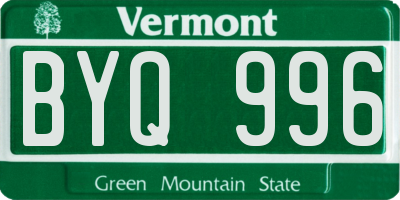 VT license plate BYQ996