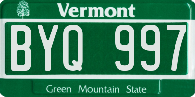 VT license plate BYQ997