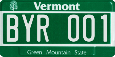 VT license plate BYR001
