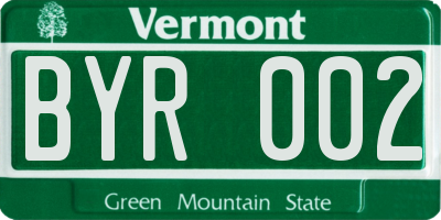 VT license plate BYR002