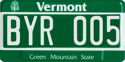 VT license plate BYR005