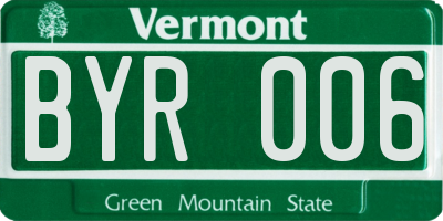 VT license plate BYR006