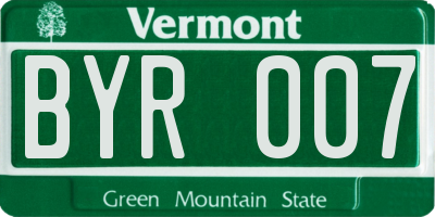VT license plate BYR007