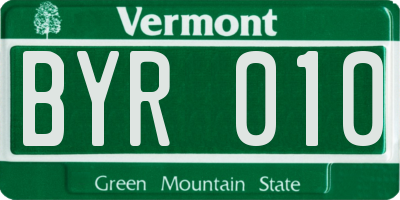 VT license plate BYR010