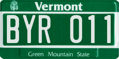 VT license plate BYR011