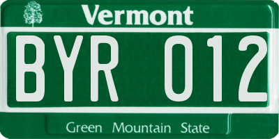 VT license plate BYR012