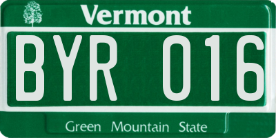 VT license plate BYR016