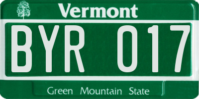 VT license plate BYR017