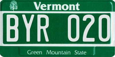 VT license plate BYR020