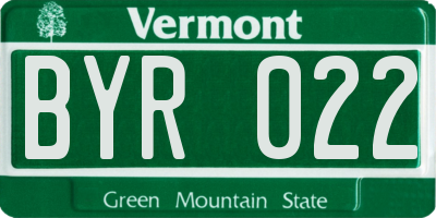 VT license plate BYR022