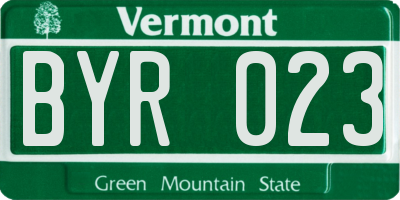 VT license plate BYR023