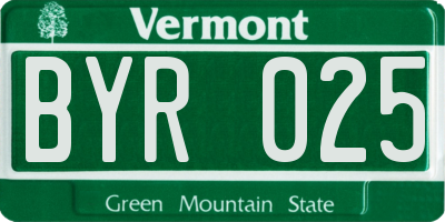 VT license plate BYR025