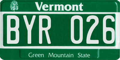 VT license plate BYR026
