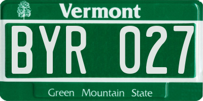 VT license plate BYR027