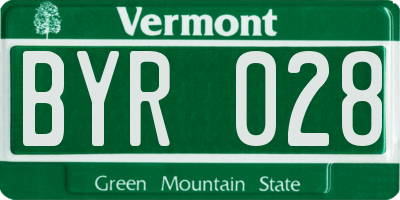 VT license plate BYR028