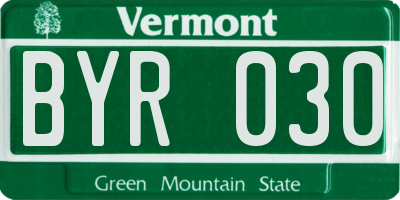 VT license plate BYR030