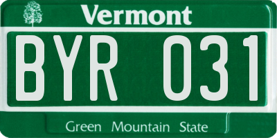 VT license plate BYR031