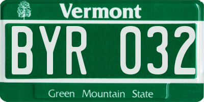 VT license plate BYR032