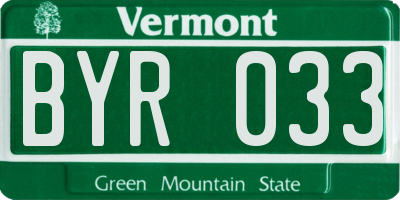 VT license plate BYR033