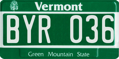 VT license plate BYR036