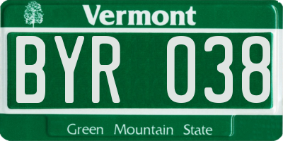 VT license plate BYR038