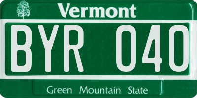 VT license plate BYR040