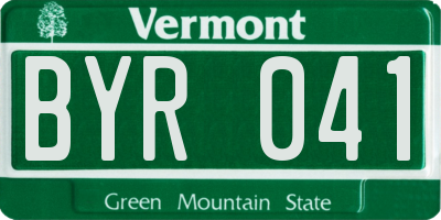 VT license plate BYR041