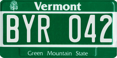 VT license plate BYR042