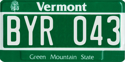 VT license plate BYR043