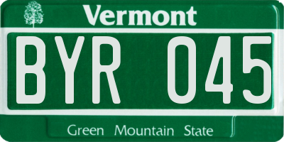 VT license plate BYR045