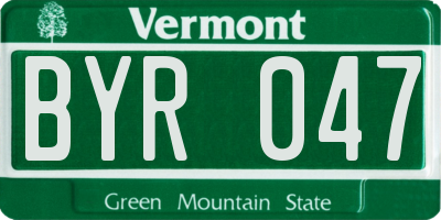 VT license plate BYR047