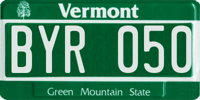 VT license plate BYR050
