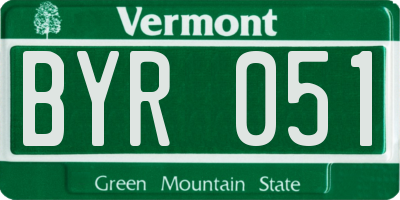 VT license plate BYR051