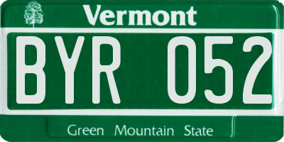 VT license plate BYR052