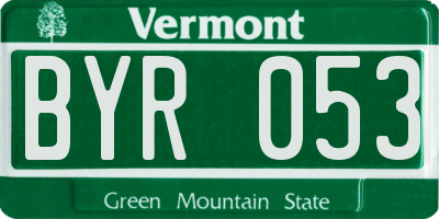 VT license plate BYR053
