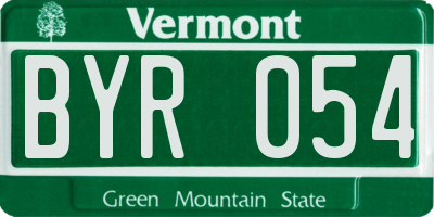 VT license plate BYR054