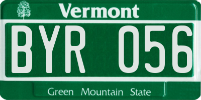 VT license plate BYR056