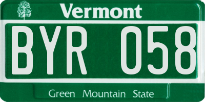 VT license plate BYR058