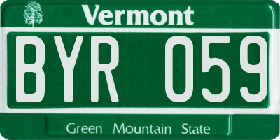 VT license plate BYR059