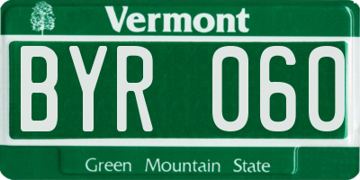 VT license plate BYR060
