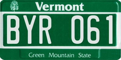 VT license plate BYR061