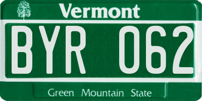 VT license plate BYR062