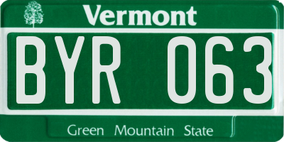 VT license plate BYR063