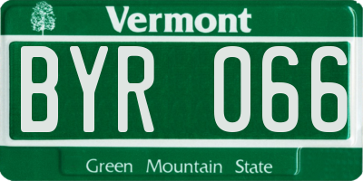 VT license plate BYR066
