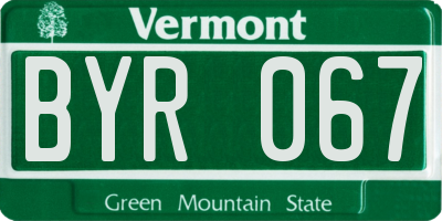 VT license plate BYR067