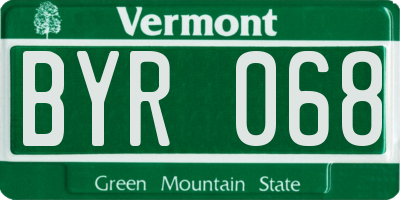 VT license plate BYR068