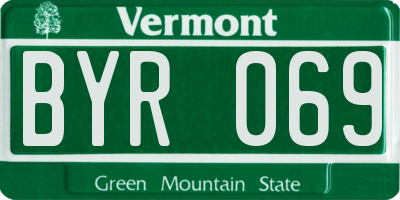 VT license plate BYR069
