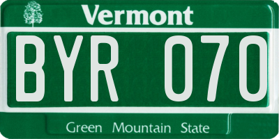 VT license plate BYR070